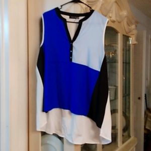 Ivanka Trump Sleeveless blue and white blouse